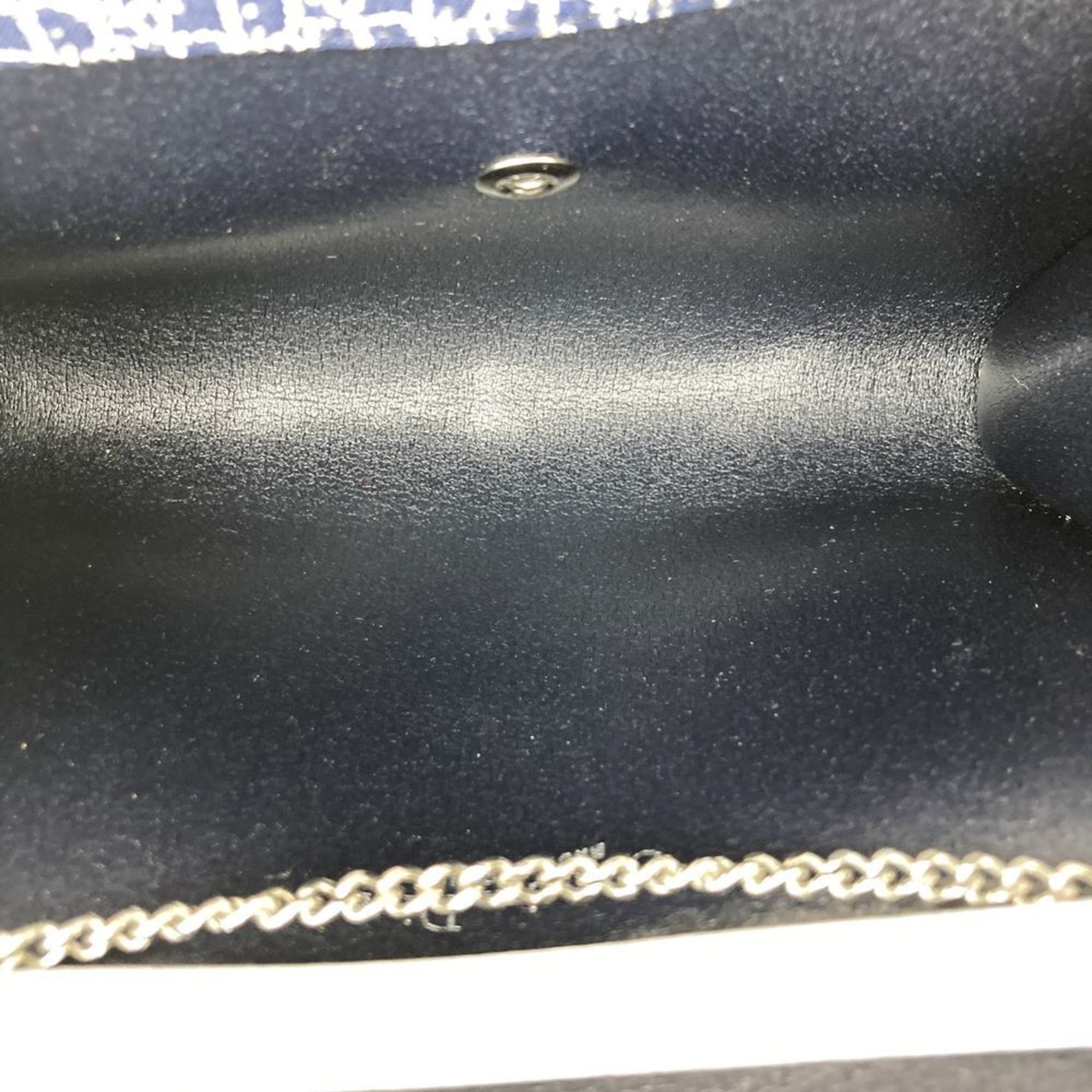 Dior Christian Dior Chain Shoulder Bag Glitter Thread Canvas Navy Women's Size ONE SIZE - 8 Thumbnail