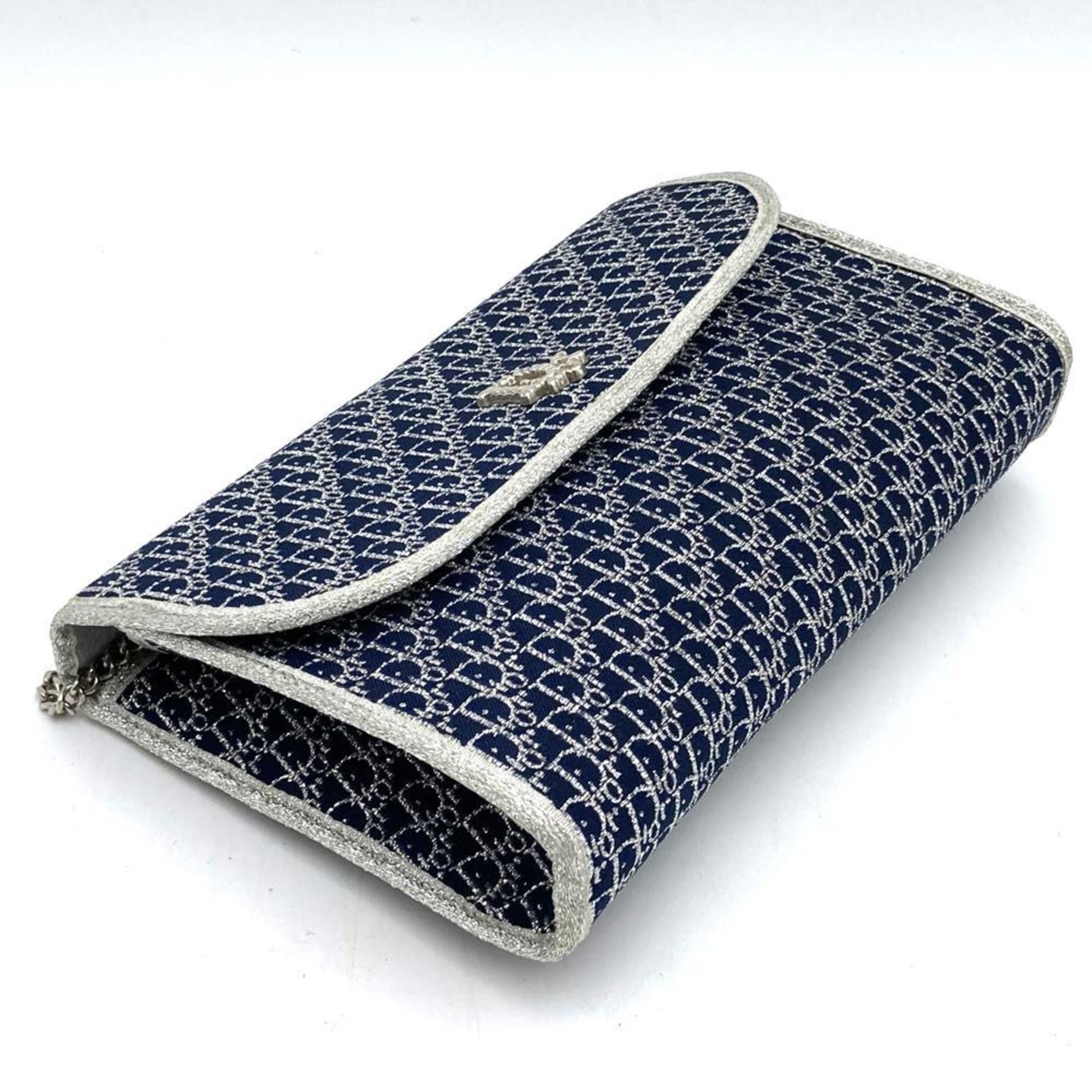 Dior Christian Dior Chain Shoulder Bag Glitter Thread Canvas Navy Women's Size ONE SIZE - 5 Thumbnail