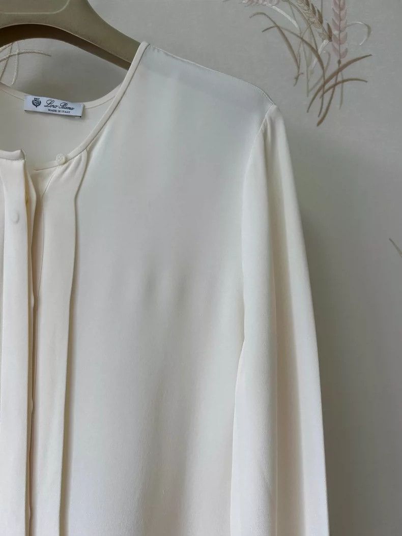 Loro Piana Loro Piana Cream Silk Long-Sleeve Top -dmc Size US L / EU 52-54 / 3 - 5 Thumbnail