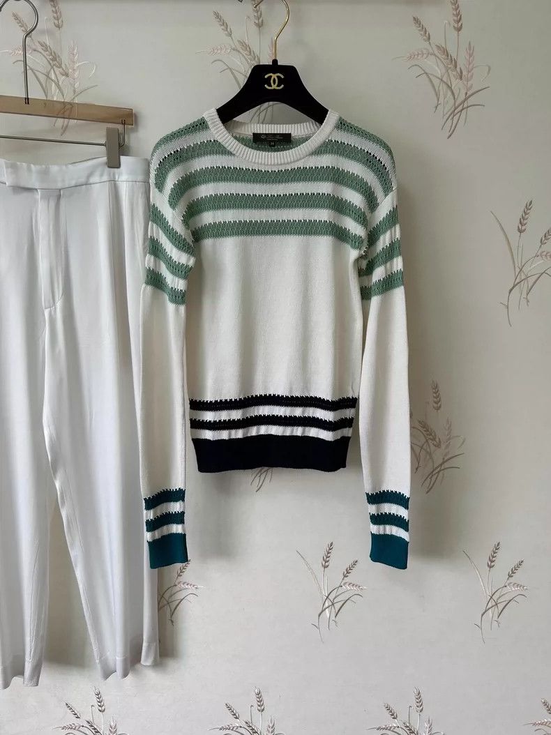 Loro Piana Loro Piana Striped Silk-Cotton Sweater -dmc Size US XS / EU 42 / 0 - 2 Thumbnail
