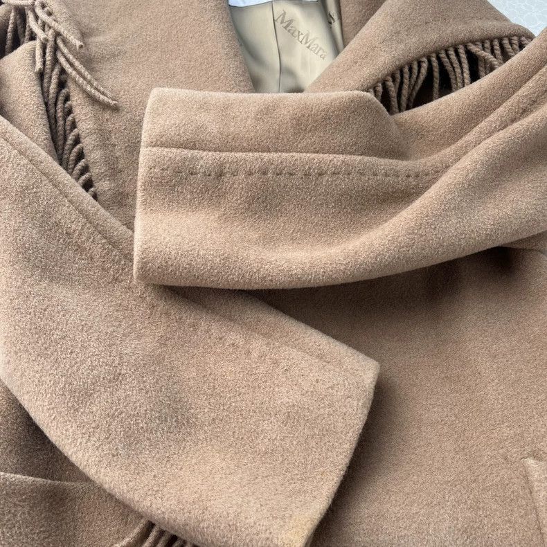 Max Mara MaxMara Camel Fringe Wool Coat -dmc Size US XS / EU 42 / 0 - 9 Thumbnail