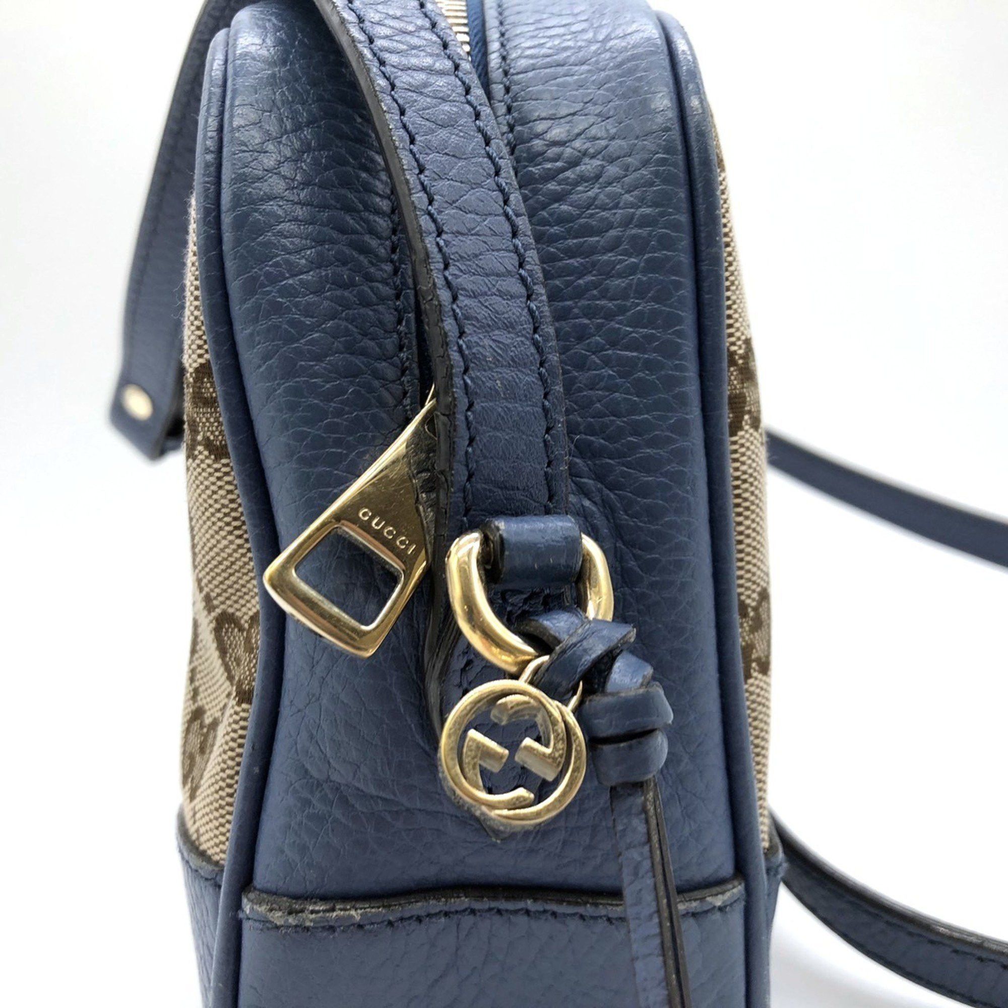 Gucci GUCCI 449413 Shoulder Bag GG Canvas/Leather Blue/Brown Women's Size ONE SIZE - 5 Thumbnail
