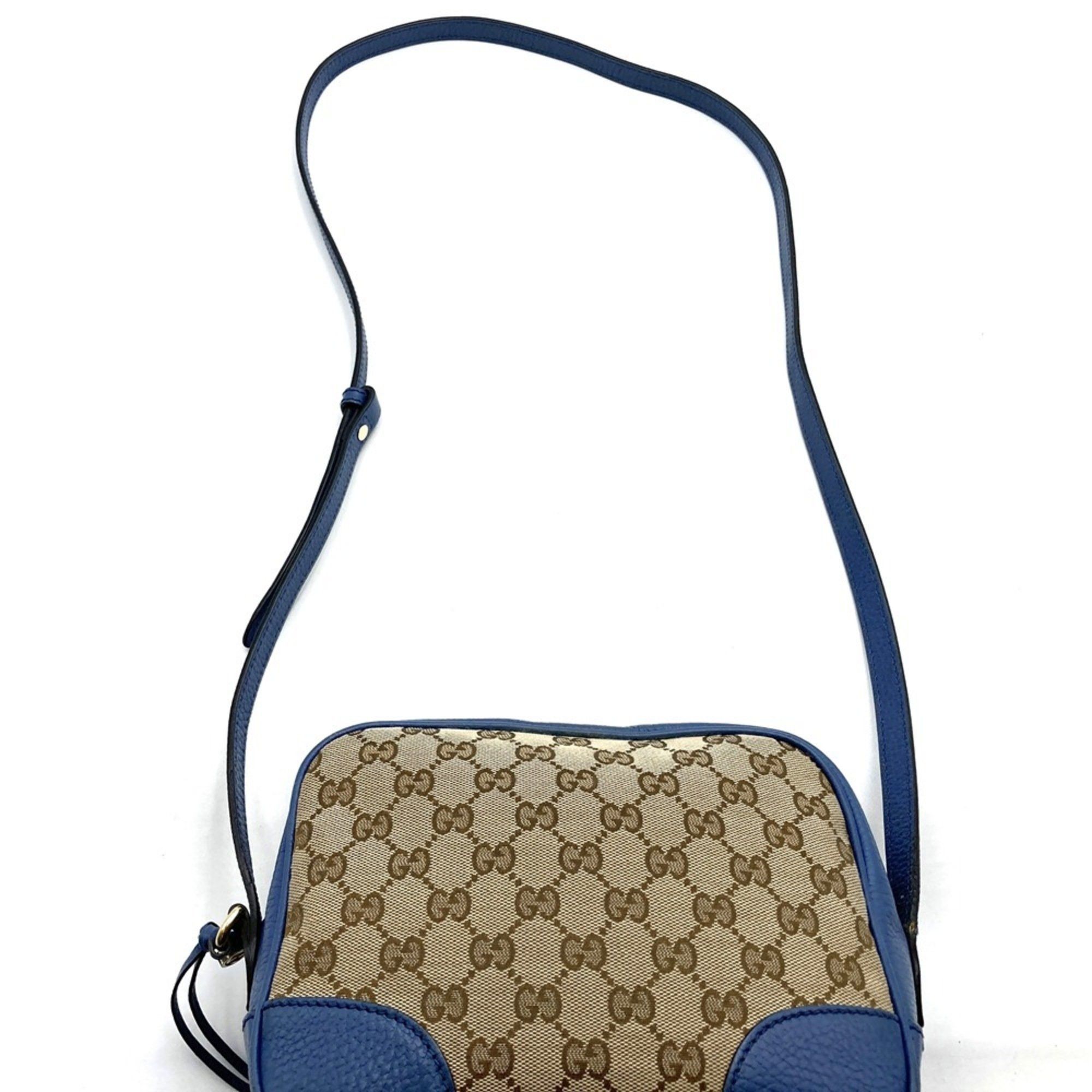Gucci GUCCI 449413 Shoulder Bag GG Canvas/Leather Blue/Brown Women's Size ONE SIZE - 6 Thumbnail