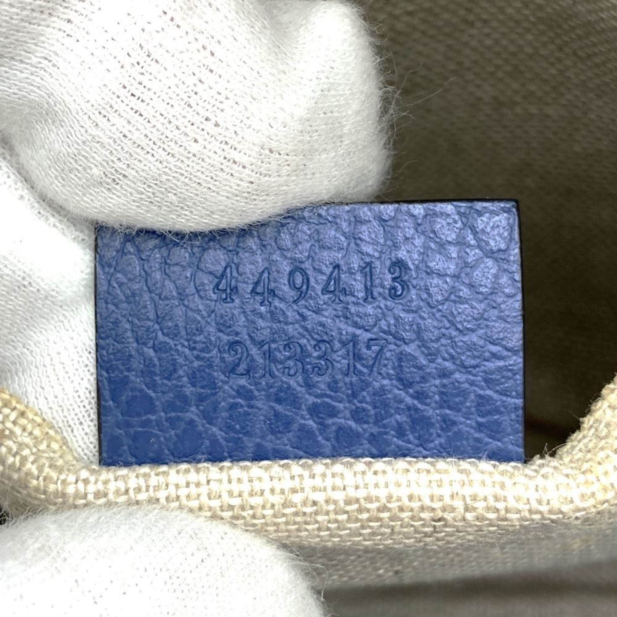 Gucci GUCCI 449413 Shoulder Bag GG Canvas/Leather Blue/Brown Women's Size ONE SIZE - 11 Thumbnail
