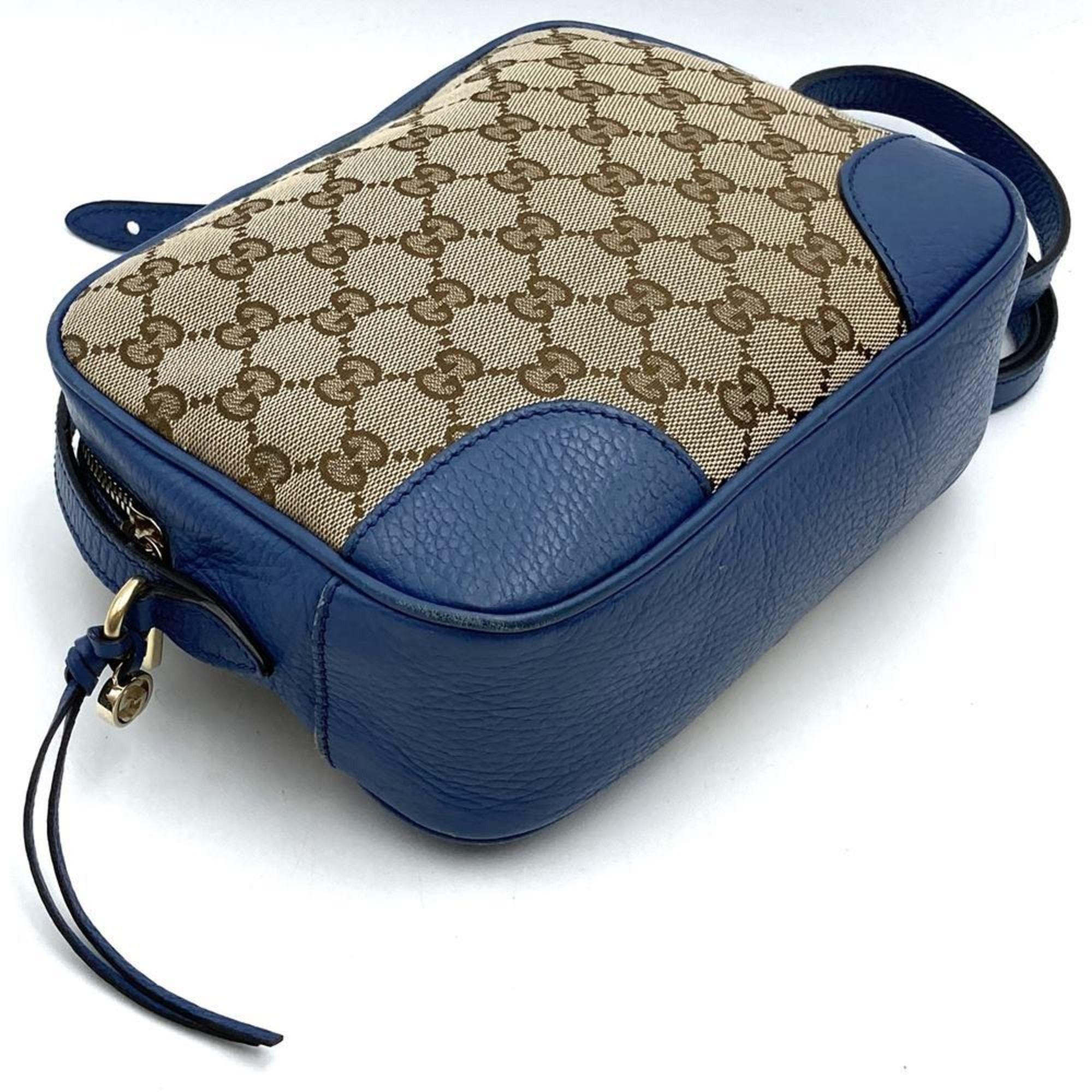 Gucci GUCCI 449413 Shoulder Bag GG Canvas/Leather Blue/Brown Women's Size ONE SIZE - 4 Thumbnail