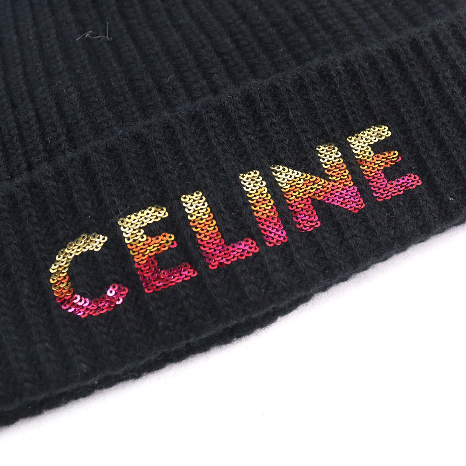 Celine Celine Knit cap Embroidered Sequin Beanie Cotton Hats
