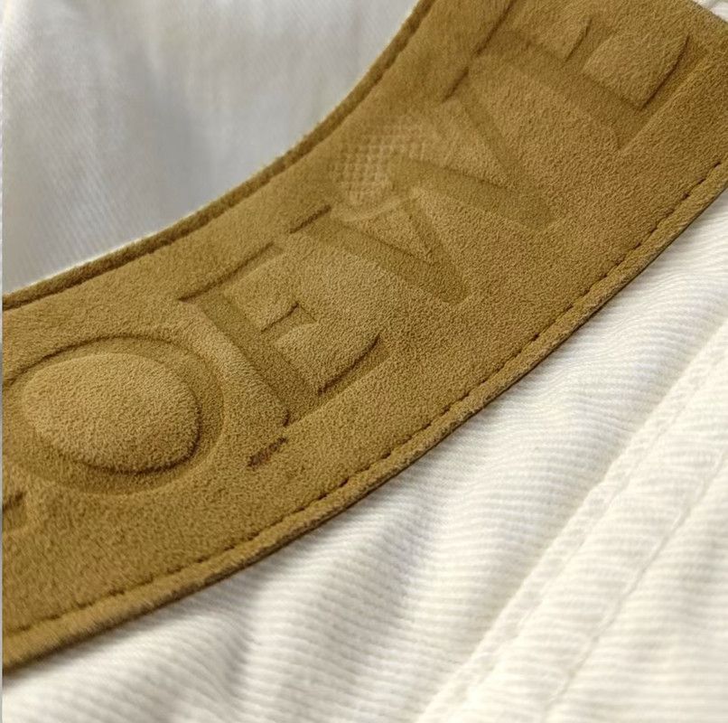 Loewe Loewe Women's White Denim Pants with Contrast 0089 Size 22" - 6 Thumbnail