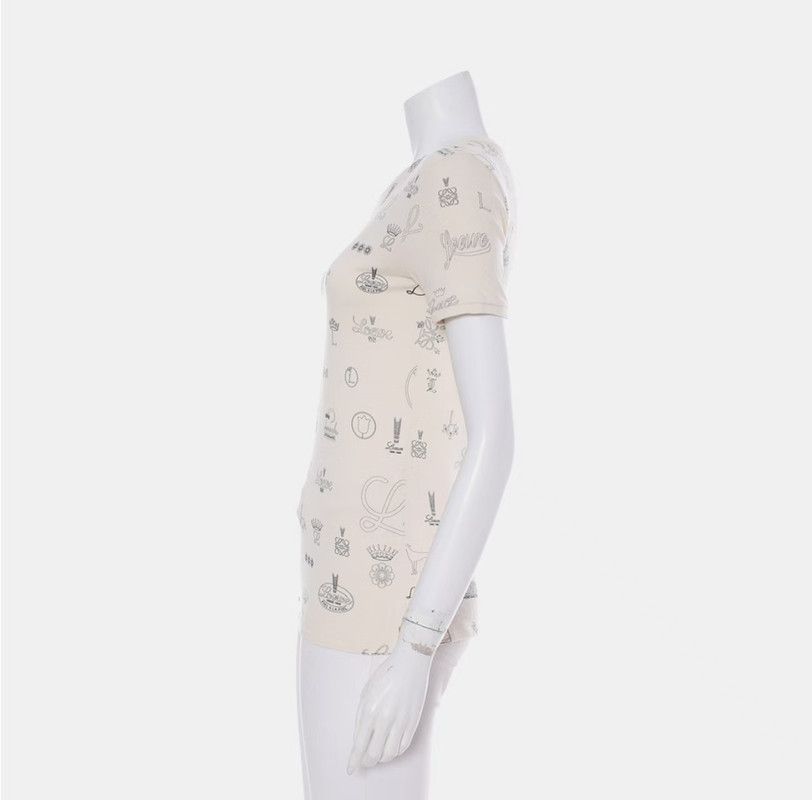 Loewe Loewe Beige Cotton Blend Short Sleeve T-Shirt 0089 Size S / US 4 / IT 40 - 2 Thumbnail