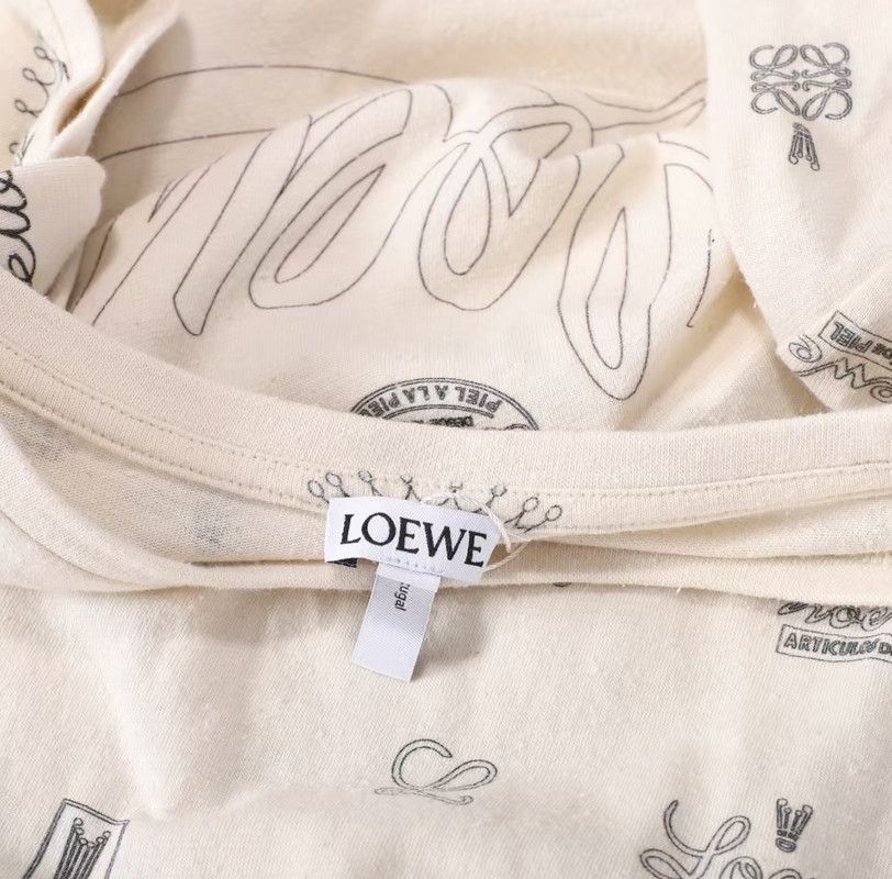 Loewe Loewe Beige Cotton Blend Short Sleeve T-Shirt 0089 Size S / US 4 / IT 40 - 6 Thumbnail