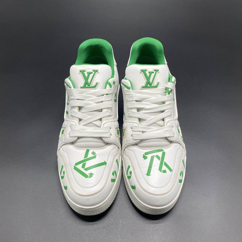 Louis Vuitton Louis Vuitton Low-Top Trainer Sneakers White Green 0089 Size US 9.5 / EU 42-43 - 2 Thumbnail
