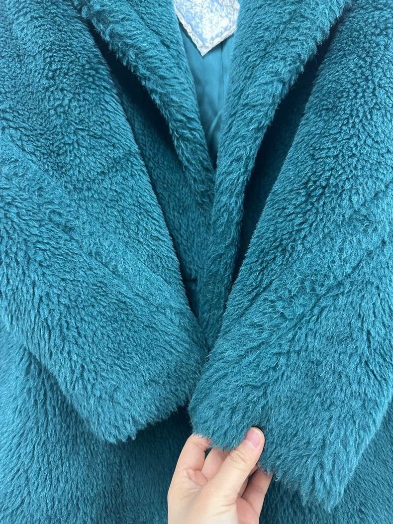 Max Mara MaxMara Teal Teddy Long Coat XS -dmc Size US XS / EU 42 / 0 - 7 Thumbnail