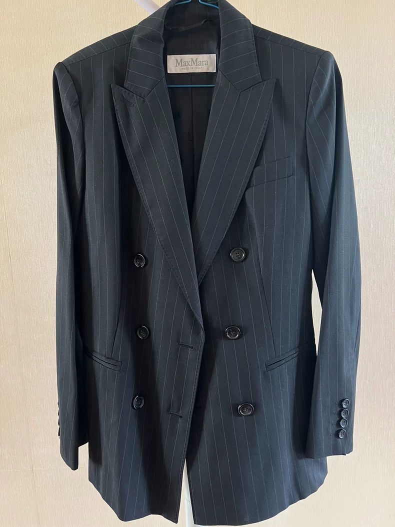 Max Mara MaxMara Women's Wool Striped Blazer -dmc Size US L / EU 52-54 / 3 - 2 Thumbnail