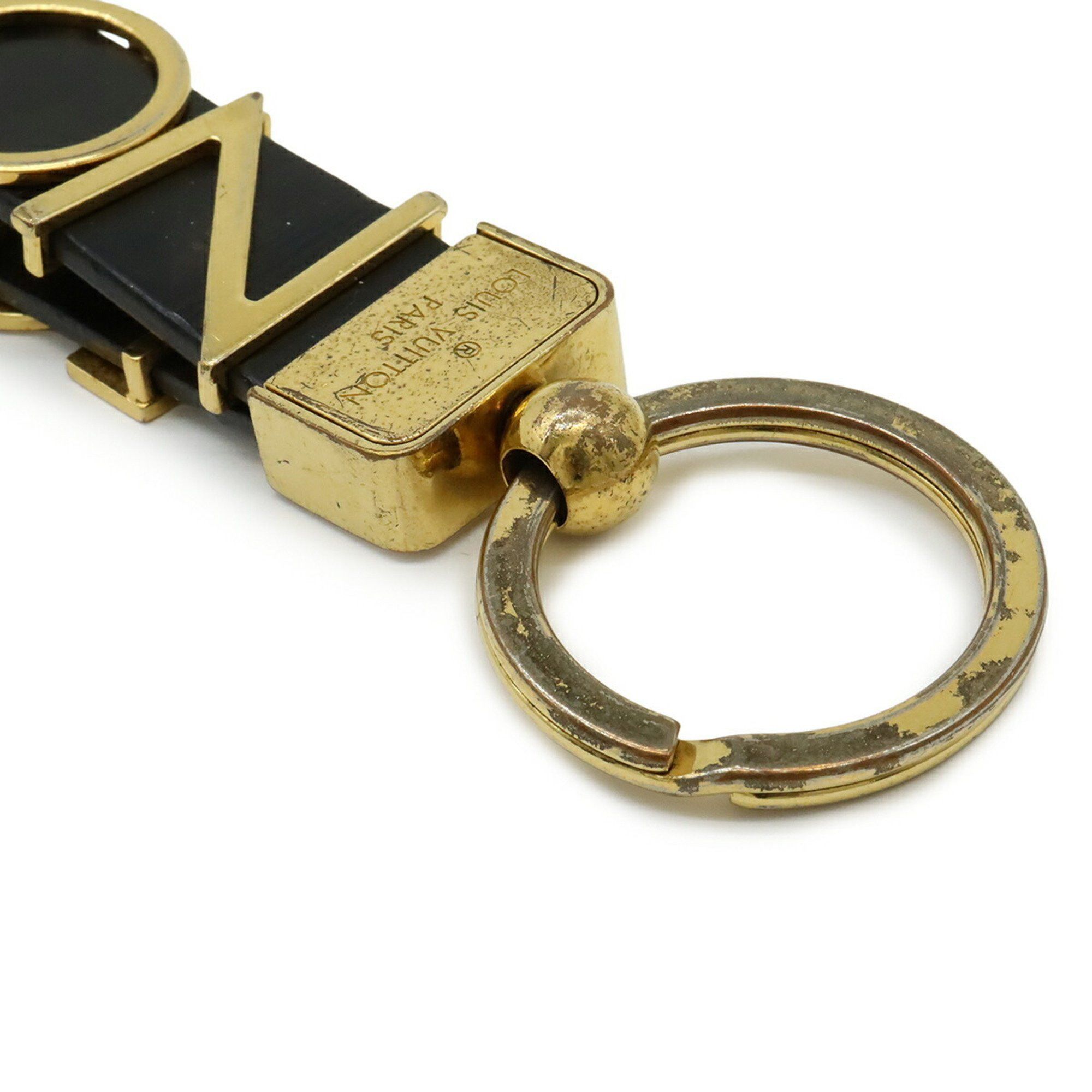Louis Vuitton LOUIS VUITTON Porte-Clés Dragonne Lettering Keychain/Bag Charm Leather GP Black M68462 Size ONE SIZE - 6 Thumbnail