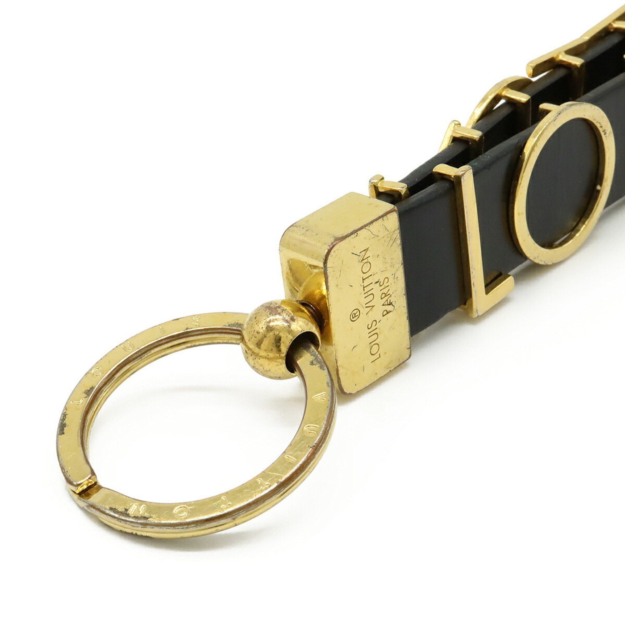 Louis Vuitton LOUIS VUITTON Porte-Clés Dragonne Lettering Keychain/Bag Charm Leather GP Black M68462 Size ONE SIZE - 4 Thumbnail