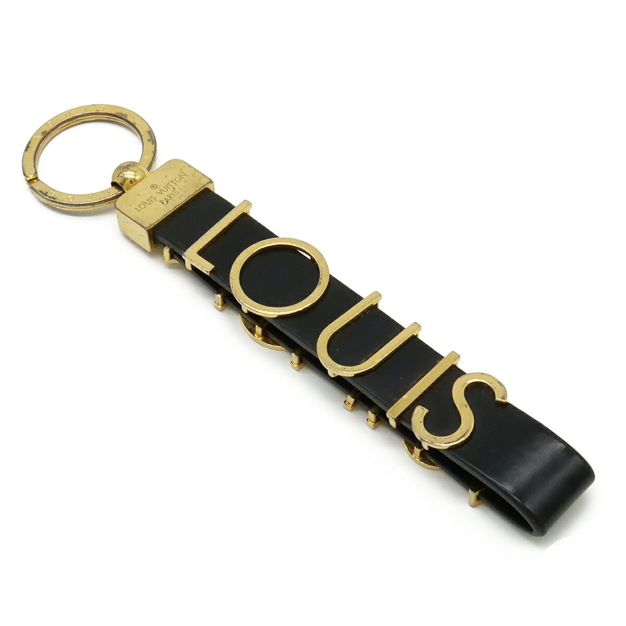 Louis Vuitton LOUIS VUITTON Porte-Clés Dragonne Lettering Keychain/Bag Charm Leather GP Black M68462 Size ONE SIZE - 2 Thumbnail