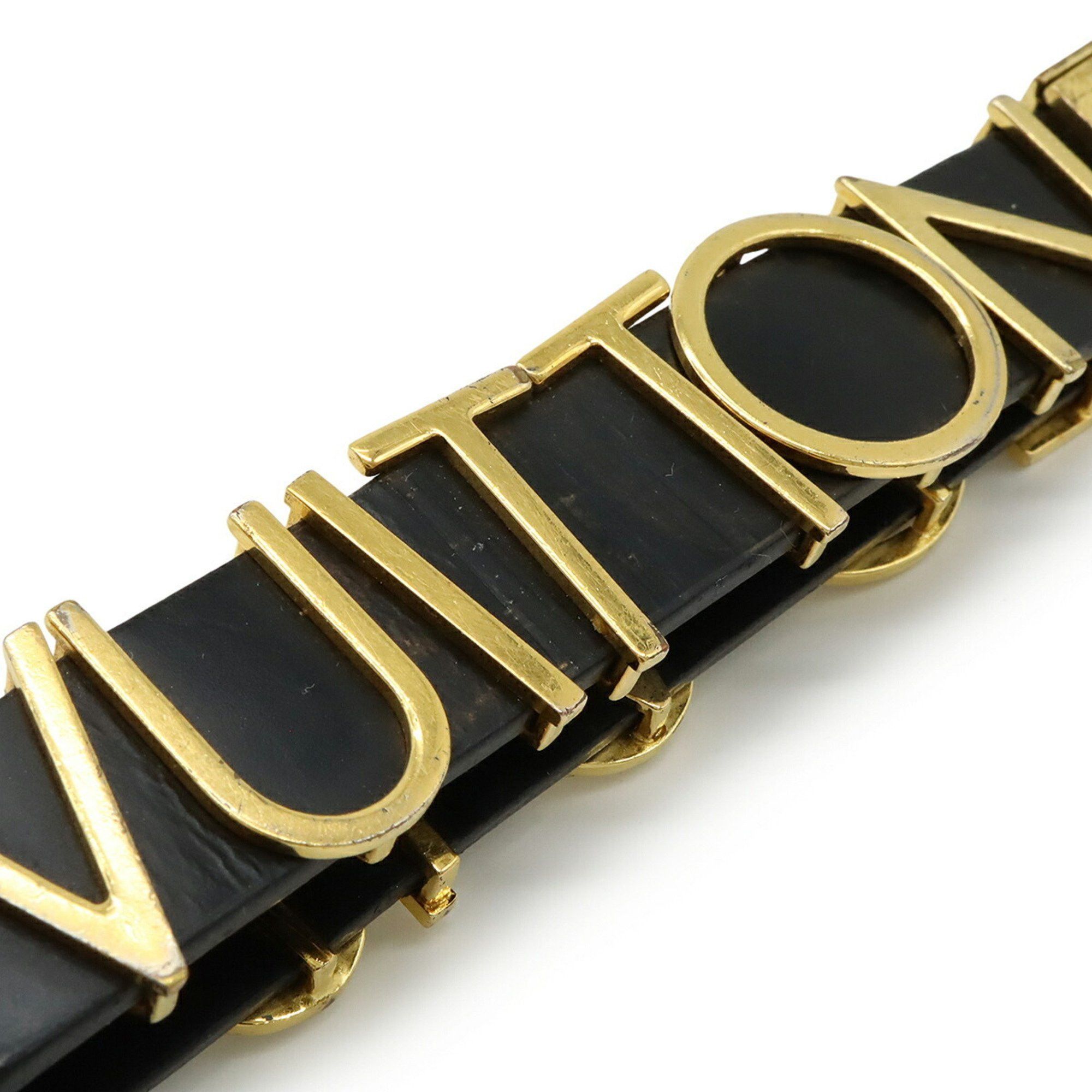Louis Vuitton LOUIS VUITTON Porte-Clés Dragonne Lettering Keychain/Bag Charm Leather GP Black M68462 Size ONE SIZE - 5 Thumbnail