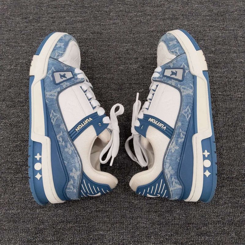 Louis Vuitton Denim Trainer Sneakers for Unisex 0089