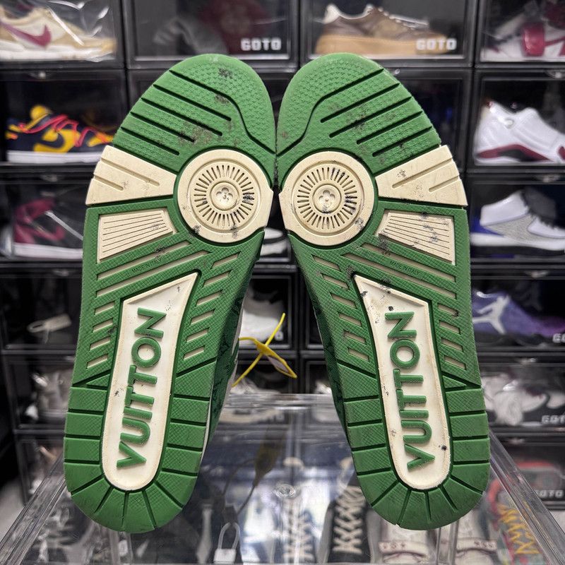 Louis Vuitton Louis Vuitton Trainer Green and White Low-Top Sneakers 0089 Size US 11 / EU 44 - 4 Thumbnail
