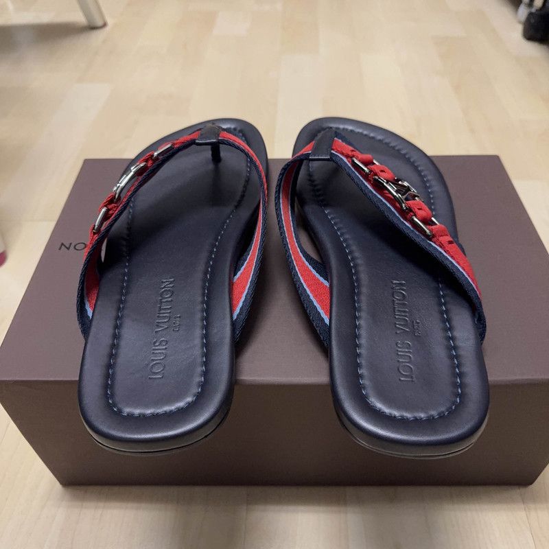 Louis Vuitton Louis Vuitton Logo Flip Flops in Black and Red 0089 Size US 9.5 / EU 42-43 - 3 Thumbnail