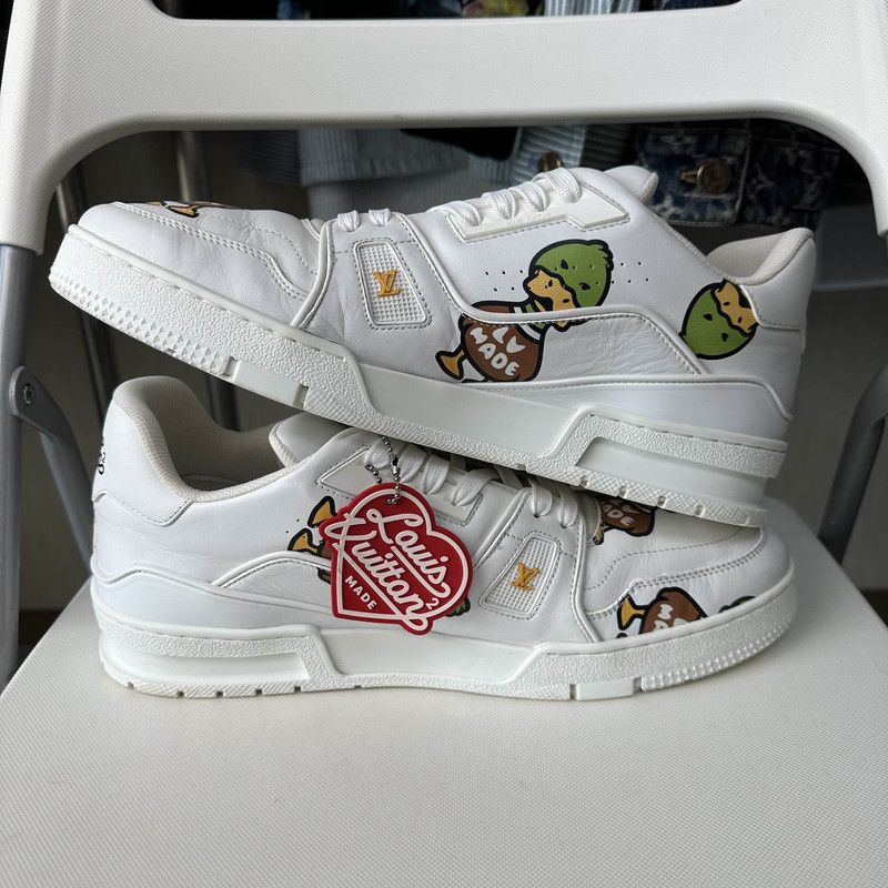 Nigo x Louis Vuitton Trendy White Low-Top Sneakers 0089