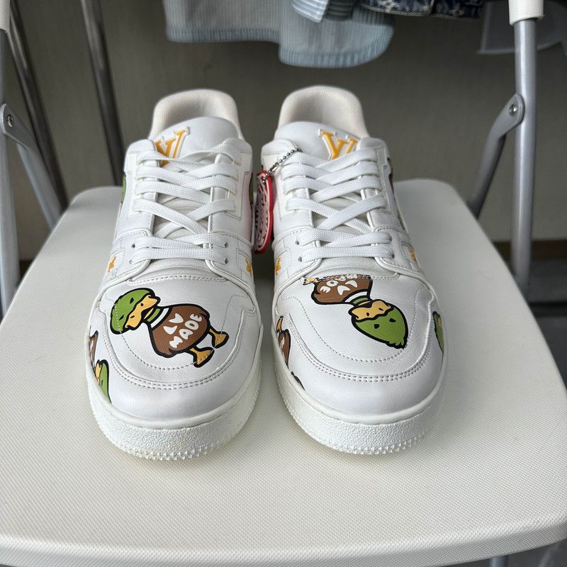 Nigo x Louis Vuitton Trendy White Low-Top Sneakers 0089