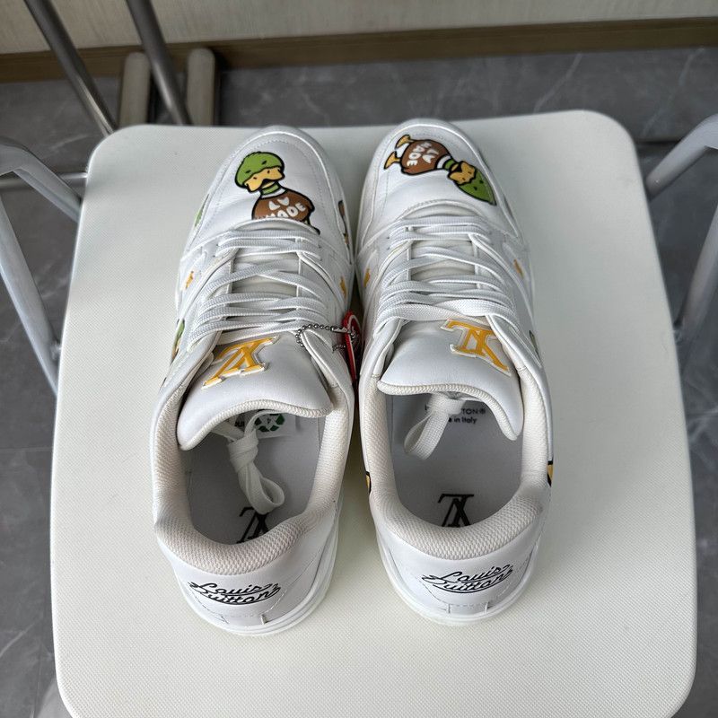 Nigo x Louis Vuitton Trendy White Low-Top Sneakers 0089