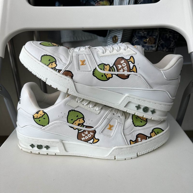 Nigo x Louis Vuitton Trendy White Low-Top Sneakers 0089