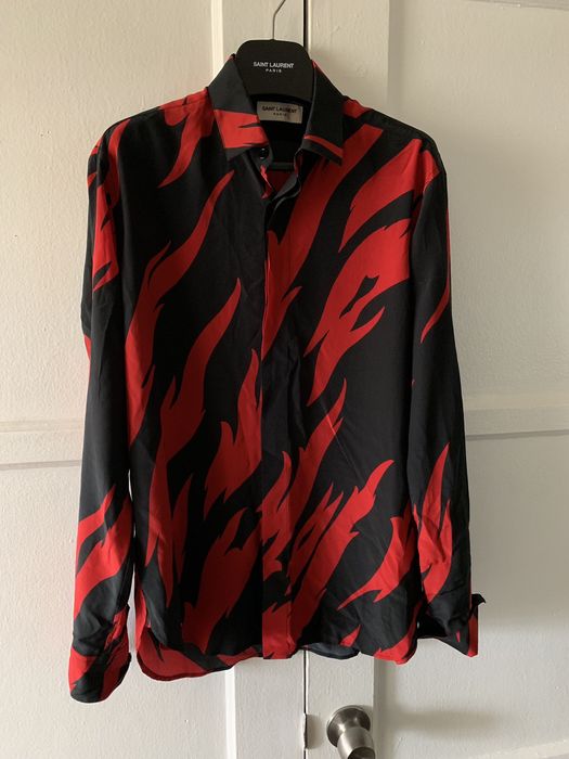 Saint Laurent Paris Silk Flame shirt Grailed