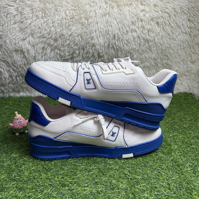 Louis Vuitton Louis Vuitton Trainer Sneakers in White and Blue 0089 Size US 9 / EU 42 - 11 Thumbnail