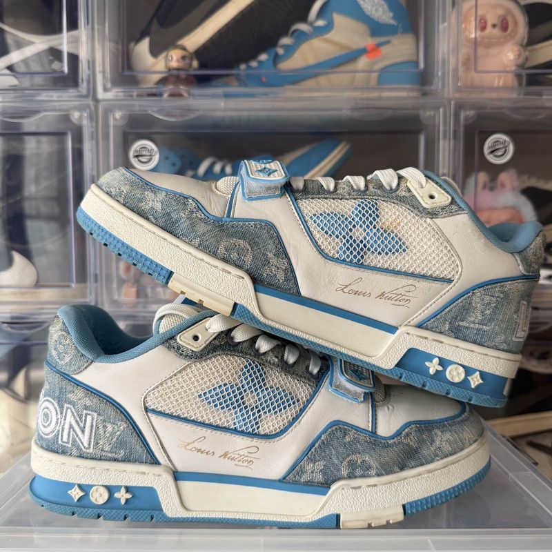 Louis Vuitton Louis Vuitton Blue and White Trainer Sneakers 0089 Size US 8.5 / EU 41-42 - 7 Thumbnail