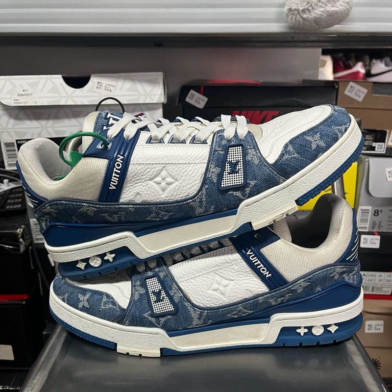 Louis Vuitton Louis Vuitton Blue and White Trainer Sneakers 0089 Size US 10.5 / EU 43-44 - 6 Thumbnail