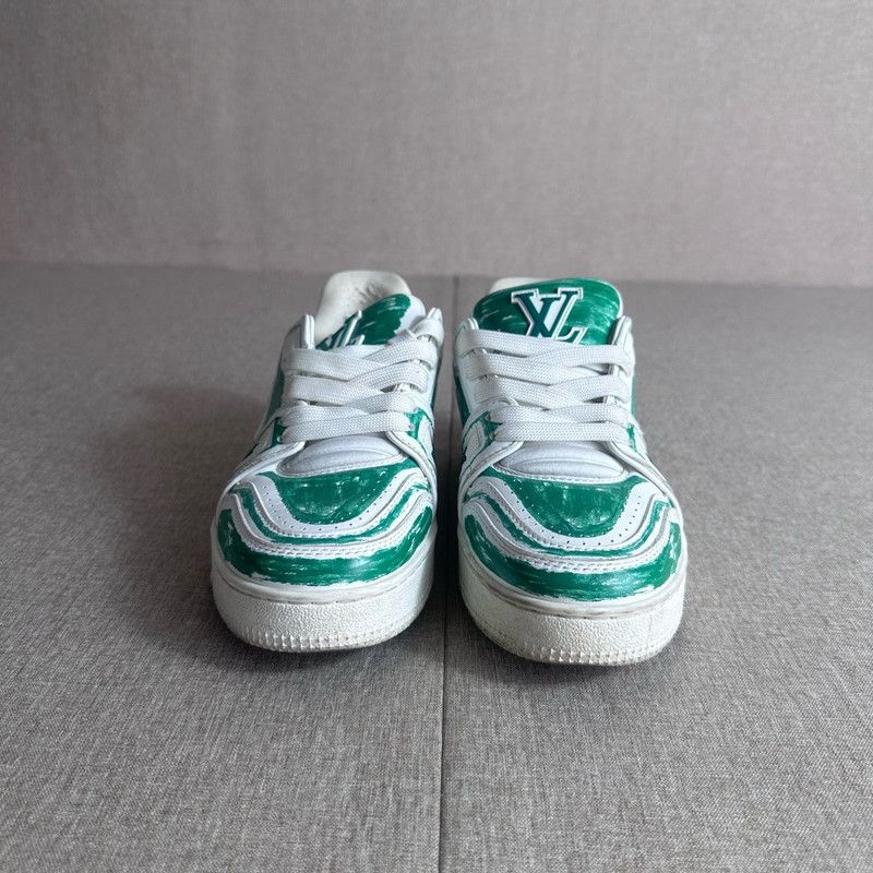 Louis Vuitton Louis Vuitton Hand-painted Green Trainer Sneakers 0089 Size US 6.5 / EU 39-40 - 2 Thumbnail