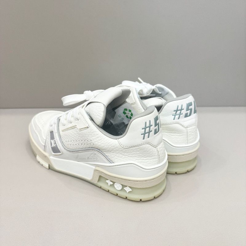 Louis Vuitton Louis Vuitton White Leather Trainer Sneakers for All 0089 Size US 7.5 / EU 40-41 - 3 Thumbnail