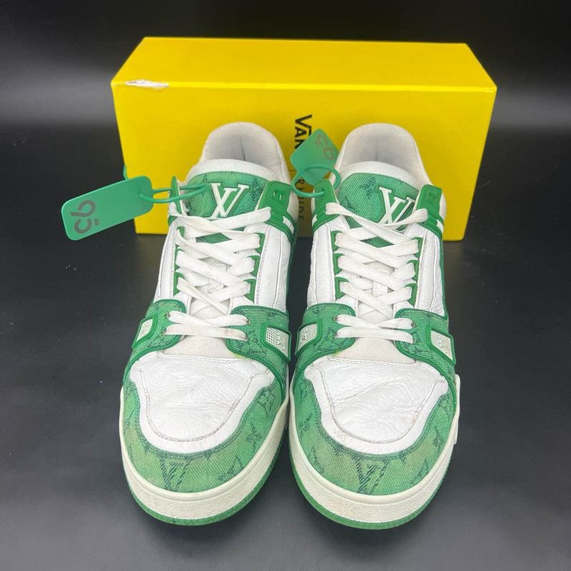 Louis Vuitton Louis Vuitton Green and White Trainer Sneakers 0089 Size US 10.5 / EU 43-44 - 2 Thumbnail