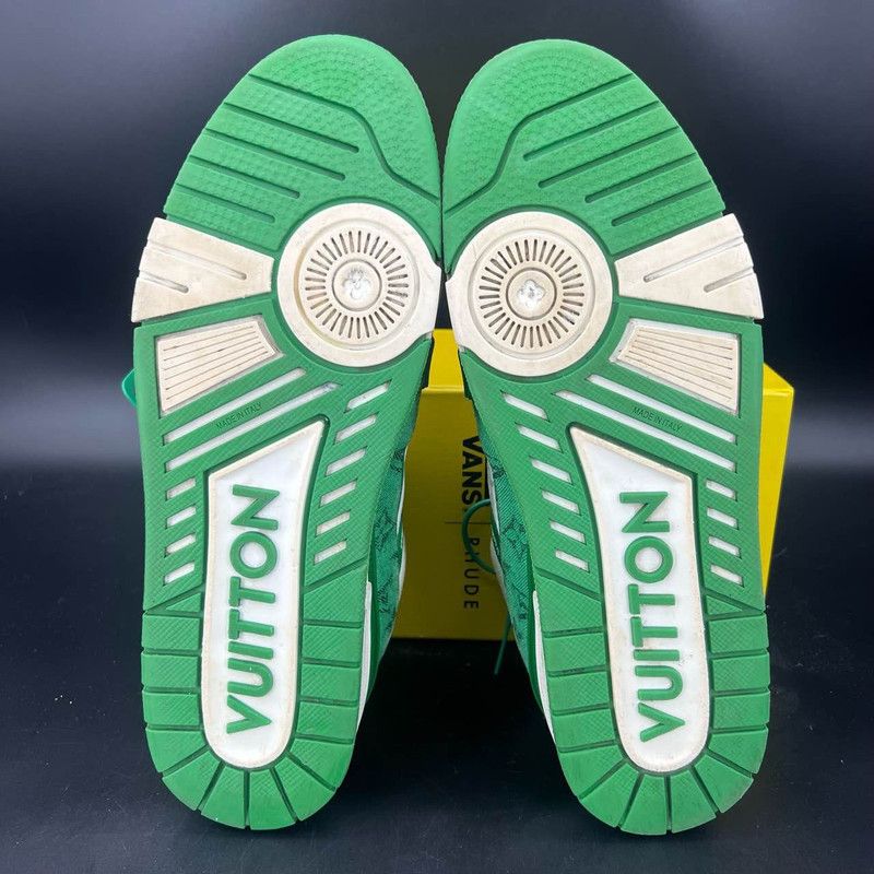 Louis Vuitton Louis Vuitton Green and White Trainer Sneakers 0089 Size US 10.5 / EU 43-44 - 4 Thumbnail