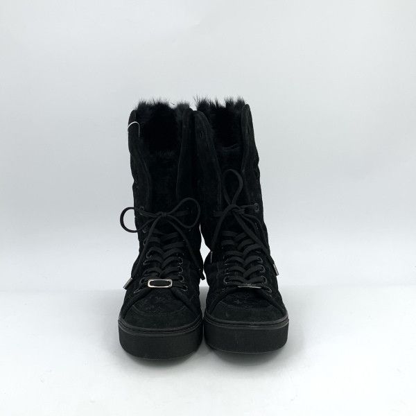 Louis Vuitton Louis Vuitton Black Logo-Printed Lace-Up Short Boots 0089 Size US 7.5 / EU 40-41 - 2 Thumbnail