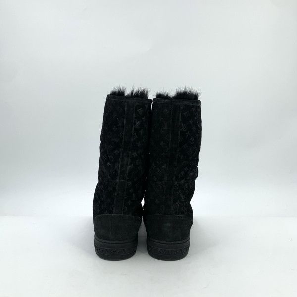 Louis Vuitton Louis Vuitton Black Logo-Printed Lace-Up Short Boots 0089 Size US 7.5 / EU 40-41 - 3 Thumbnail