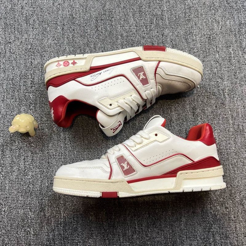 Louis Vuitton Louis Vuitton Red and White Trainer Sneakers 0089 Size US 7.5 / EU 40-41 - 6 Thumbnail