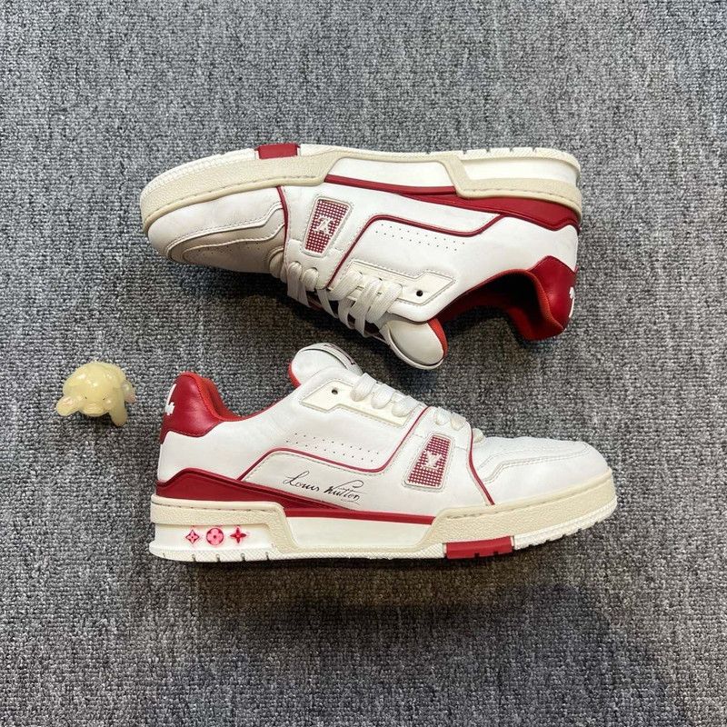 Louis Vuitton Louis Vuitton Red and White Trainer Sneakers 0089 Size US 7.5 / EU 40-41 - 7 Thumbnail
