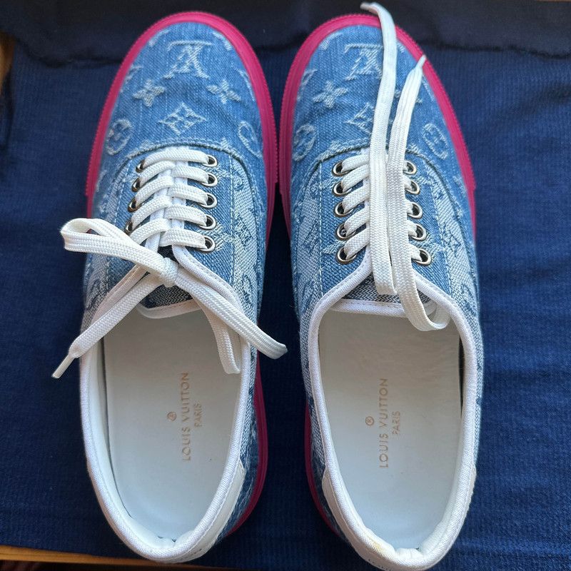 Louis Vuitton Louis Vuitton Denim Lace-Up Low-Top Sneakers 0089 Size US 7.5 / EU 40-41 - 7 Thumbnail