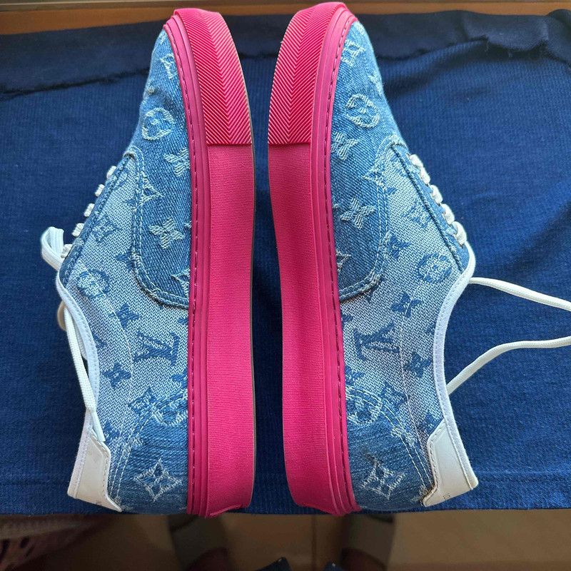 Louis Vuitton Louis Vuitton Denim Lace-Up Low-Top Sneakers 0089 Size US 7.5 / EU 40-41 - 2 Thumbnail