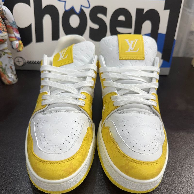 Louis Vuitton Louis Vuitton Trainer Low Tops in White and Yellow 0089 Size US 8 / EU 41 - 2 Thumbnail