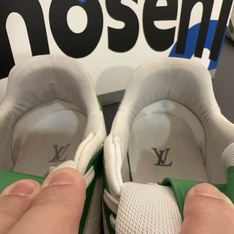 Louis Vuitton Louis Vuitton Low Top Leather Trainers in White Green 0089 Size US 8.5 / EU 41-42 - 7 Thumbnail