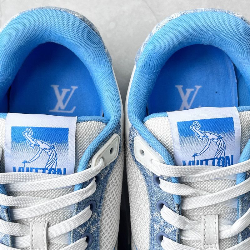 Louis Vuitton Louis Vuitton Trainer Blue and White Low-Top Sneakers 0089 Size US 8.5 / EU 41-42 - 10 Thumbnail