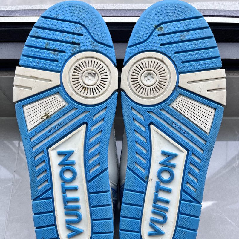 Louis Vuitton Louis Vuitton Trainer Blue and White Low-Top Sneakers 0089 Size US 8.5 / EU 41-42 - 4 Thumbnail