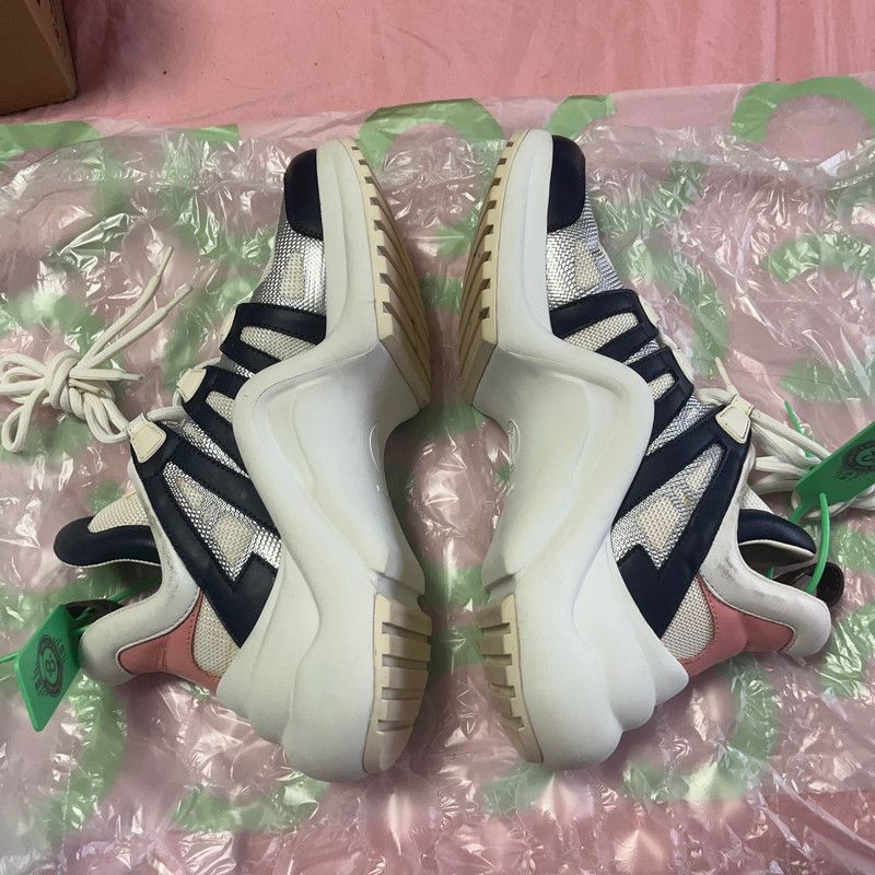 Louis Vuitton Louis Vuitton White Blue Silver Sneakers 0089 Size US 6.5 / EU 39-40 - 2 Thumbnail