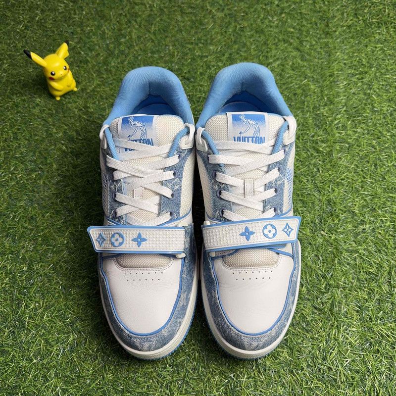 Louis Vuitton Louis Vuitton Trainer Blue and White Fashion Sneakers 0089 Size US 8.5 / EU 41-42 - 2 Thumbnail