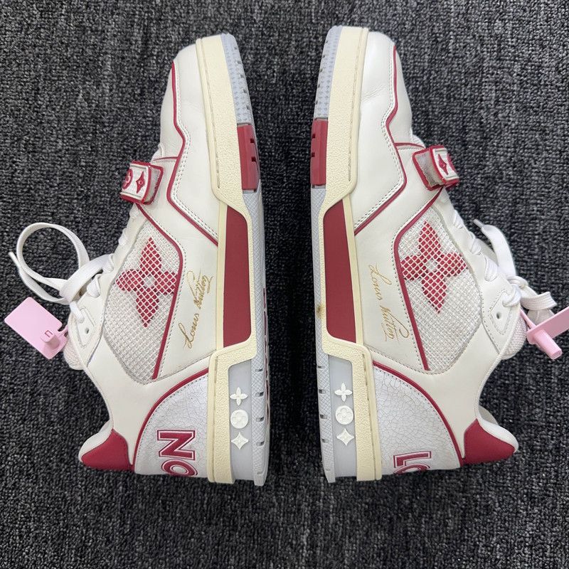 Louis Vuitton Louis Vuitton White and Red Trainer Sneakers 0089 Size US 8 / EU 41 - 9 Thumbnail