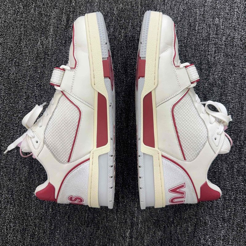 Louis Vuitton Louis Vuitton White and Red Trainer Sneakers 0089 Size US 8 / EU 41 - 8 Thumbnail
