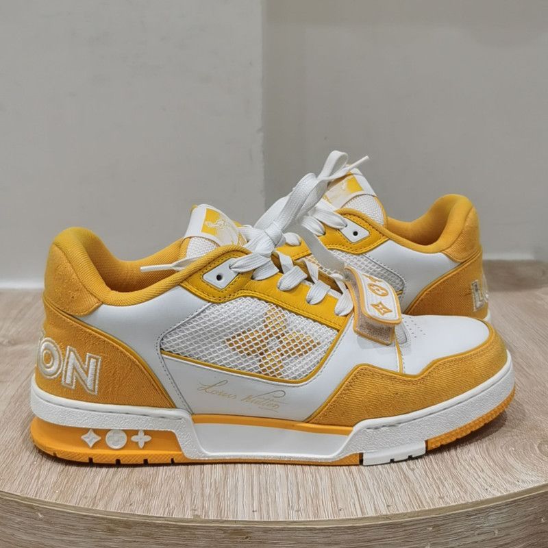Louis Vuitton Louis Vuitton Low-top Fashion Sneakers in White and Yellow 0089 Size US 8 / EU 41 - 6 Thumbnail